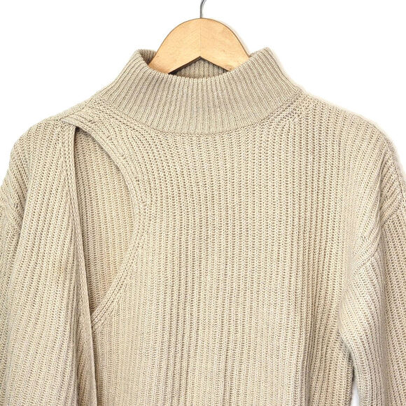 ASTR The Label Sora Mock Neck Cutout Tie Waist Sweater Cream Beige Size M - Picture 8 of 15